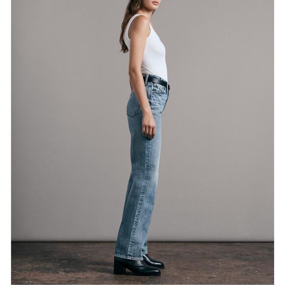 Rag & Bone Alex High Rise Straight Jean US 24 Mid Blue Wash Denim 100% Cotton - Picture 4 of 13
